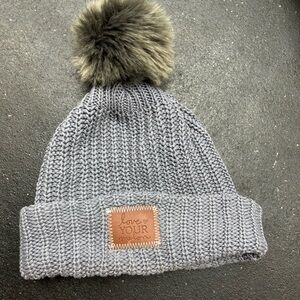 Love Your Melon Gray Knit Pom Beanie